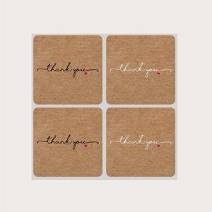 (60) Rustic Square Thank you Stickers